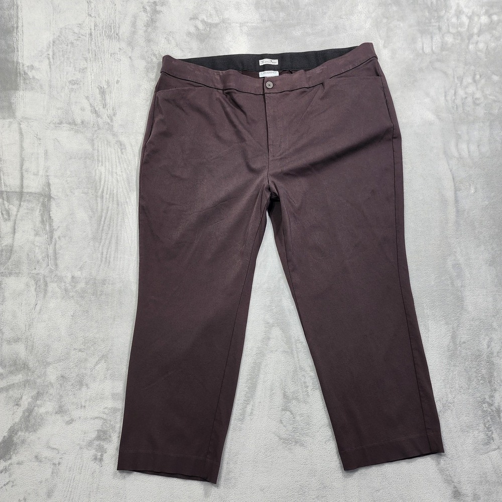 Catherines Pants Womens 26WP PETITE Brown Universal Ponte Ankle Straight Leg